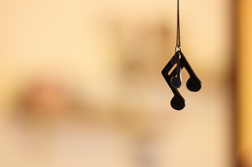 black, music notes and necklace