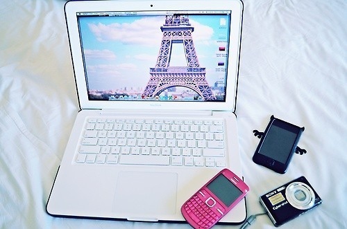 blackberry, camera and notebook