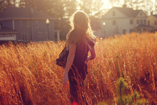 blonde, field and girl