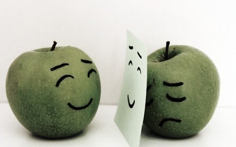 a little piece of nothing,  apple and  happy
