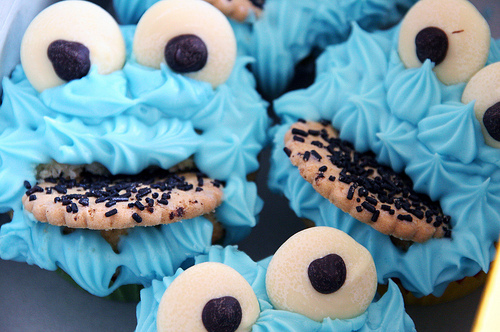 blue, cookies and cupcakes