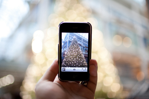 christmas, christmas tree and iphone