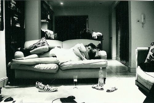 couple, floor, hug, sofa, things