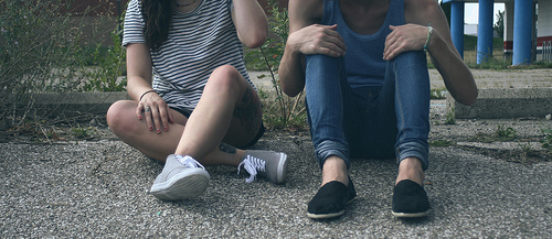 couple,  jeans and  shoes