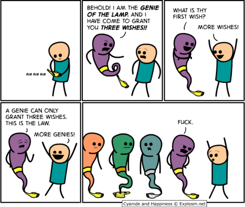 cyanide and happiness, funny and genie