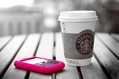 black and white, blackberry and coffee