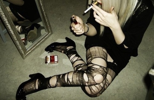 blonde, cigarette and cigarrette