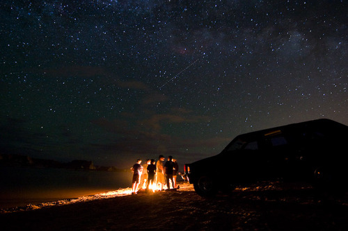 bonfire, friends and sky