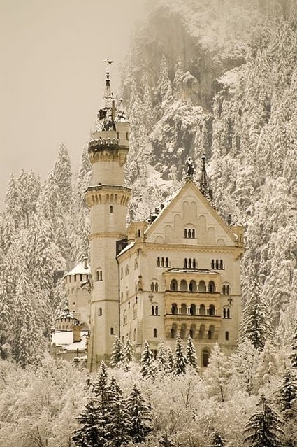 castle, fairytale and snow