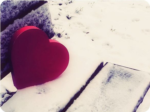 chair, heart, love, red, snow