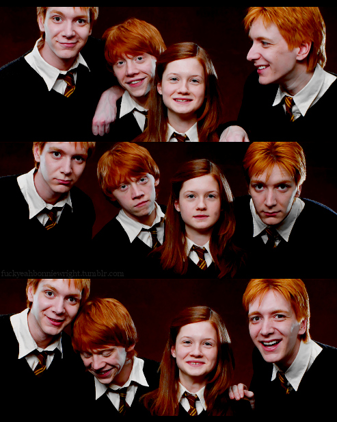 fred weasley, george weasley, ginny weasley, harry potter, red hair