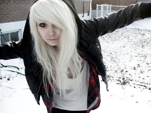 blondie hair, girl and snow