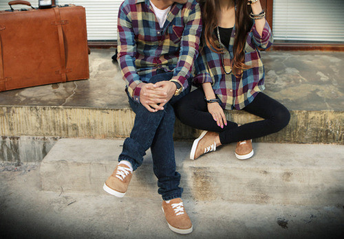 brown, brown keds and couple