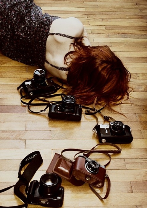 camera, cameras and girl