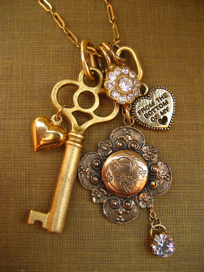 charm, gold and hearts