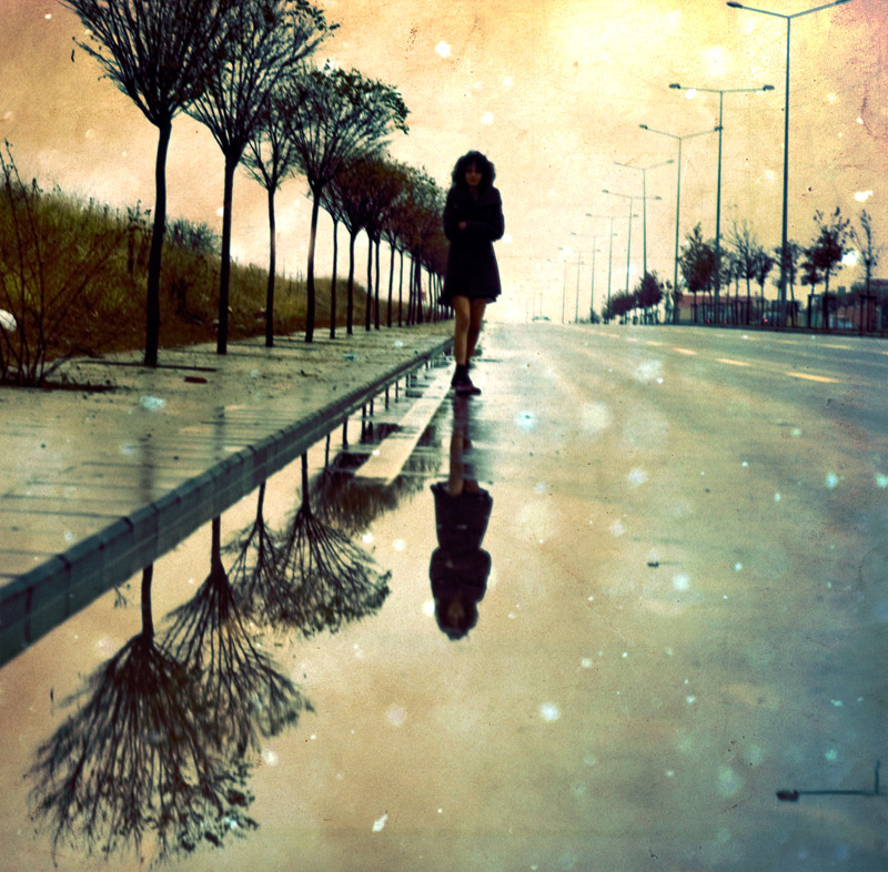 alone, girl and rain