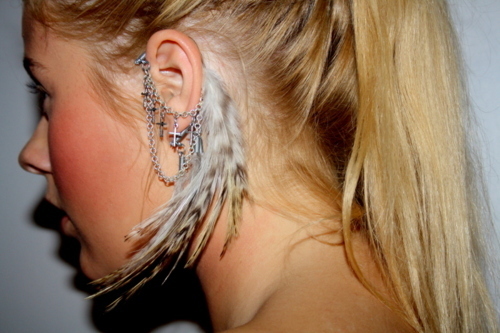 blonde, earing and fashion