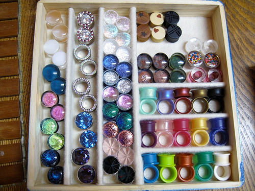 colorful, gauges and plugs