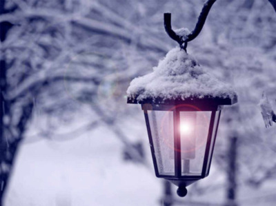 lantern,  light and  snow