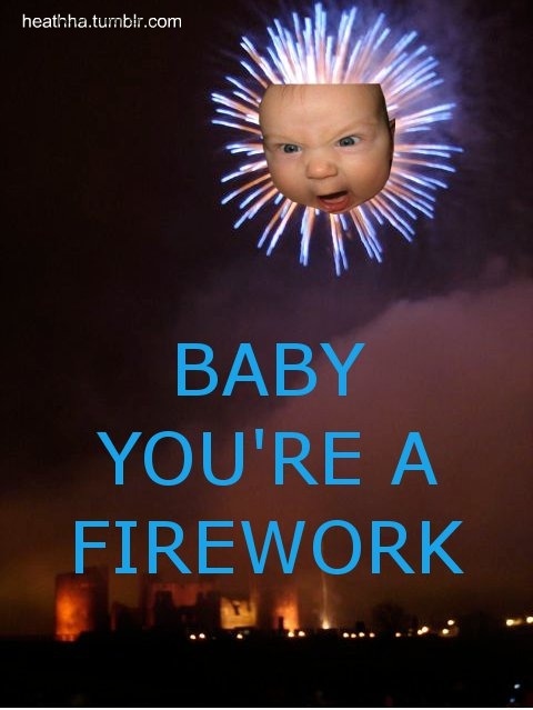 baby, firework and funny