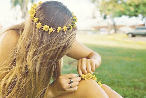 beautiful, blonde, flowers, girl, hair