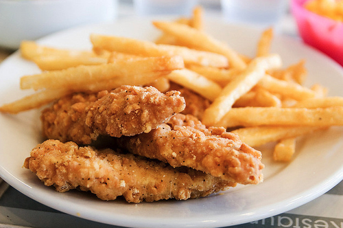 chicken, food and fries
