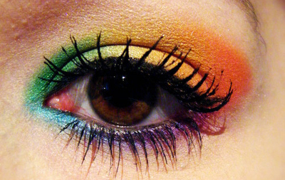 colored make up,  colorfull and  eye