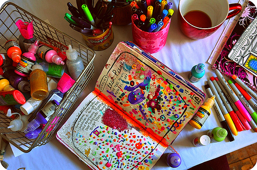 art, colors and desk