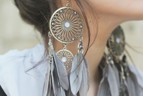 earrings, fashion and feathers