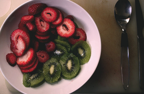fruit, kiwis and strawberries