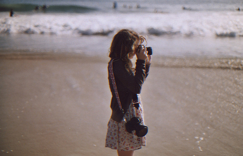 beach, camera and dress