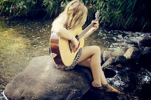 beautiful, girl and guitar