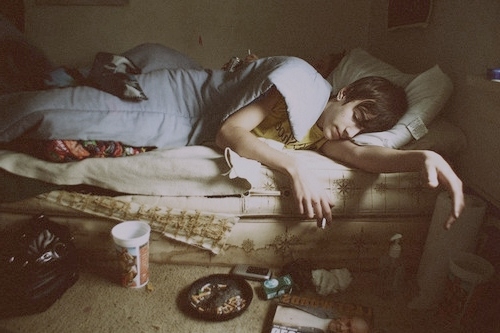 bed, boy and cigarette