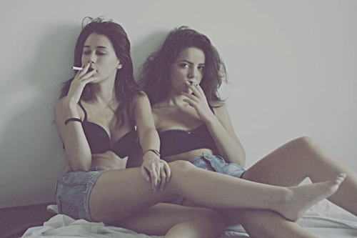 bed, cigarette and cute