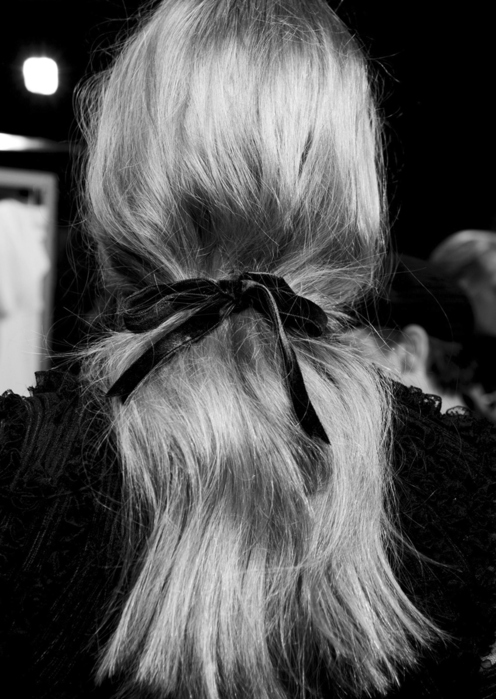 black and white, blonde and bow