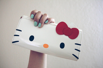 blue,  cute and  hello kitty