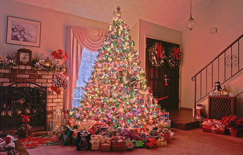 bow, bricks, christmas, cozy, fireplace  image 121403 on Favim.com