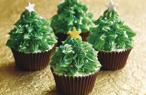 cakes, christmas, christmas trees, cupcakes, icing