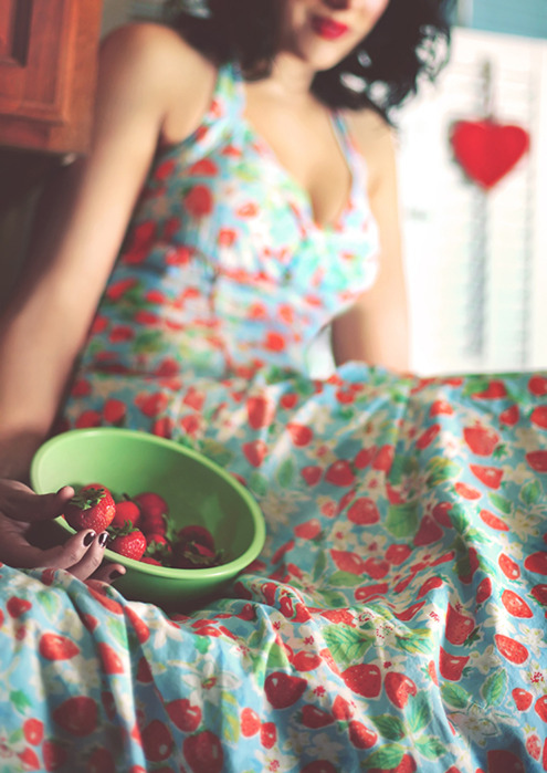 dress, strawberries and strawberry