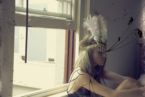 feathers, girl and photography