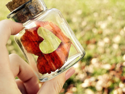 glass, hand, heart, jar, leaf