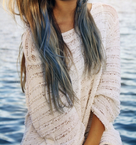 blonde, blue hair and girl