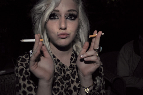 blonde, cigarettes and leopard