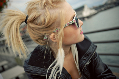 blonde,  feather and  girl