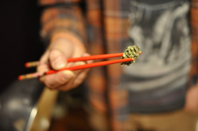 bong,  bud and  chopsticks