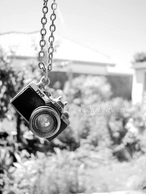 black and white, camera and jewellery