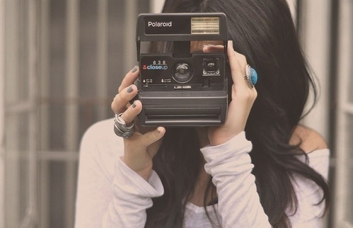 brunette, photography and polaroid