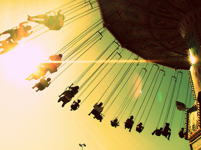 carouselle,  people and  sky
