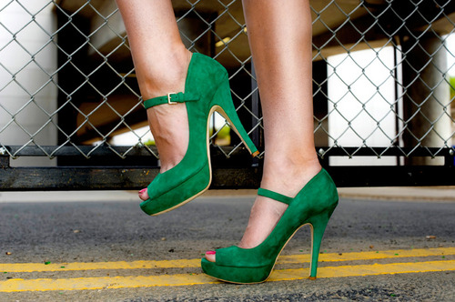 fashion, green and heels