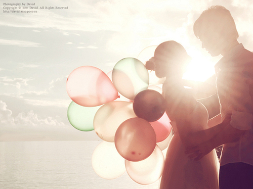 ballons, couple and cute